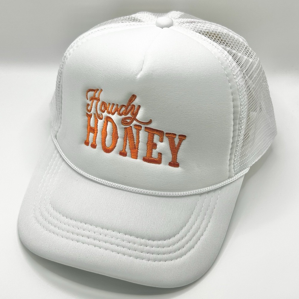Howdy Honey Wordmark Foam Rope Trucker Hat Cap Snapback Adjustable White Western